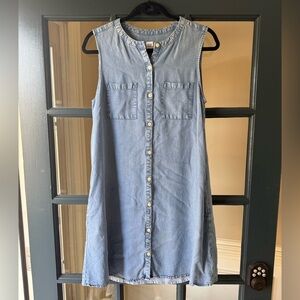 GAP Light Blue Sleeveless Denim Shirt Dress